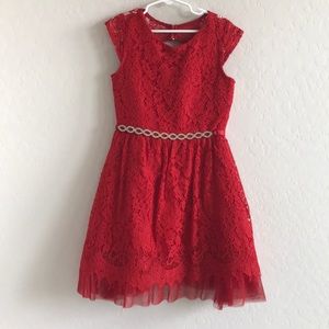 Girls red special occasion dress lace